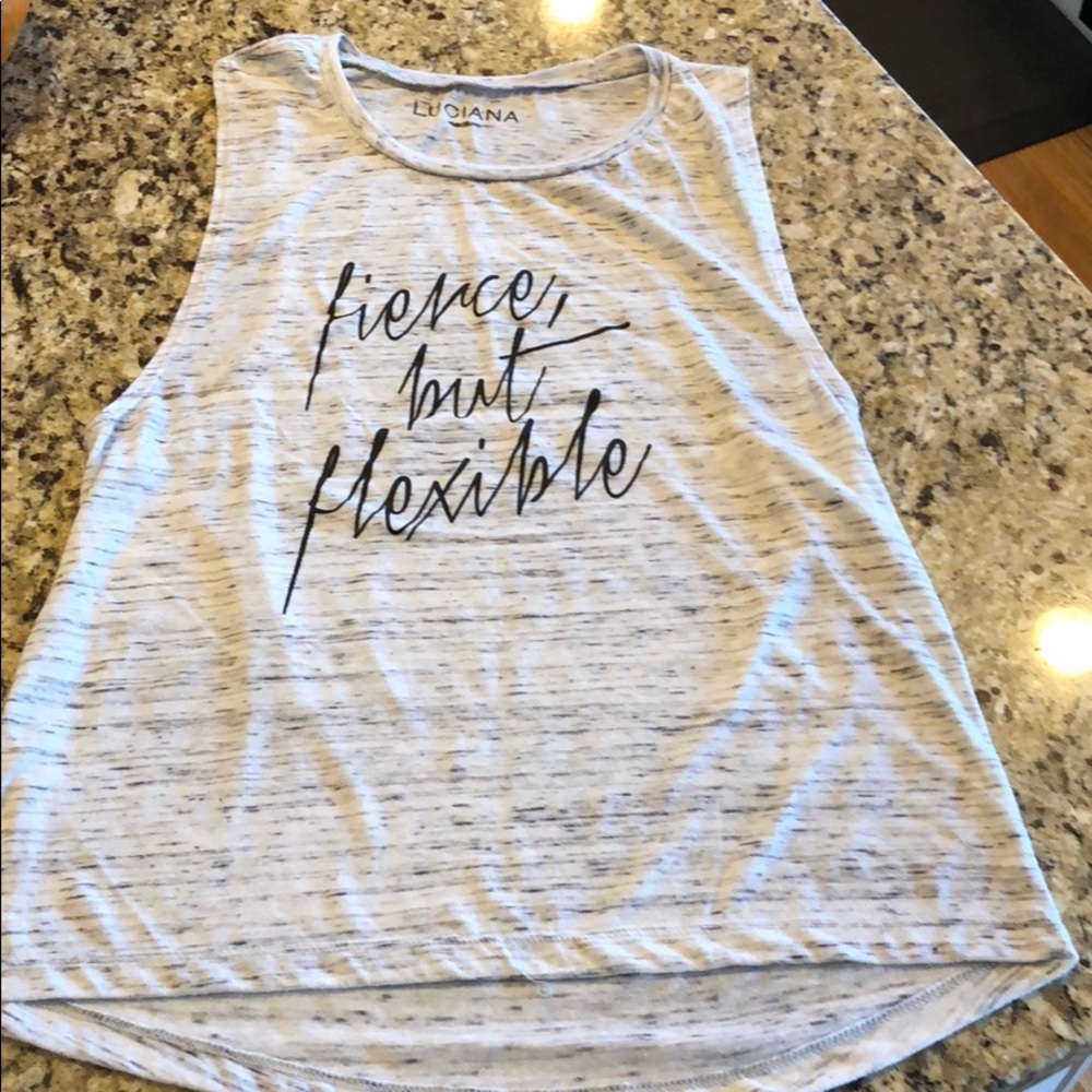 Racerback “Fierce but Flexible” Luciana tank